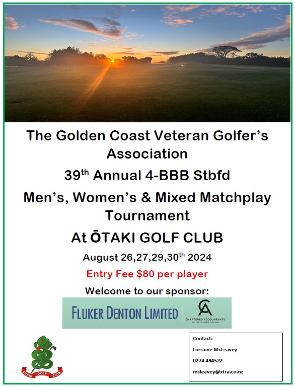 Golden Coast Vets 4 day 4bbb Tournament Wellington Golf